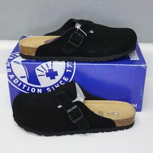 Birkenstock Clog Narrow Fit Soft Footbed Black Suede Size 40 / Mens 7